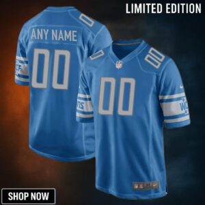 Detroit Lions Custom Team Color Game Jersey Blue Jerseys Nfl