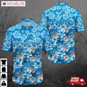Detroit Lions Floral Blitz Hawaiian Shirt