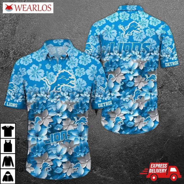 Detroit Lions Floral Blitz Hawaiian Shirt