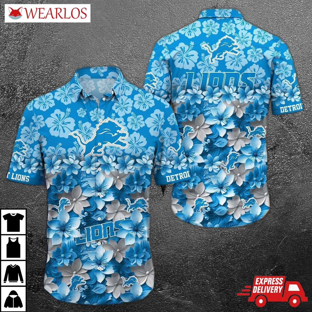 Detroit Lions Floral Blitz Hawaiian Shirt