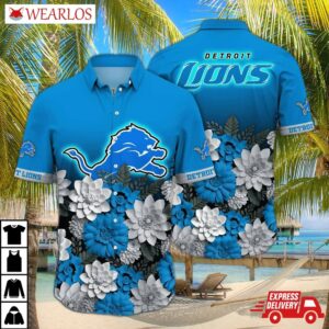 Detroit Lions Floral Fade Hawaiian Shirt