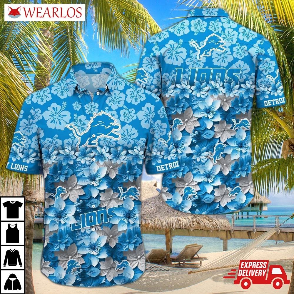 Detroit Lions Floral Fan Frenzy Hawaiian Shirt