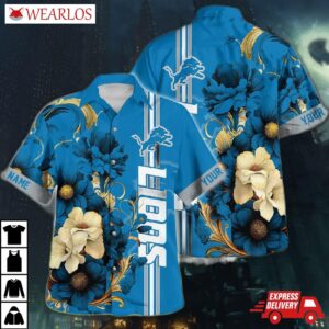 Detroit Lions Floral Fusion Hawaiian Shirt