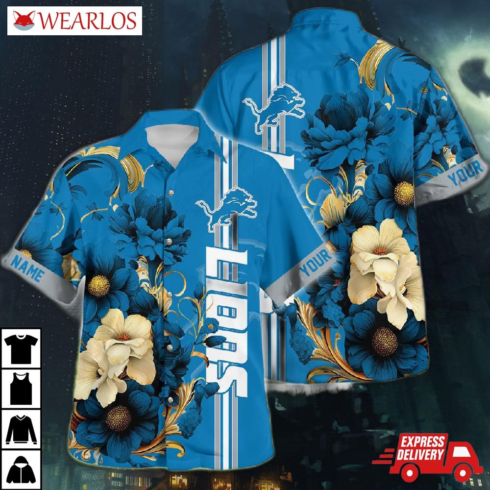 Detroit Lions Floral Fusion Hawaiian Shirt