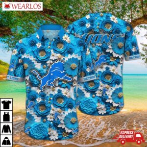 Detroit Lions Floral Power Hawaiian Shirt