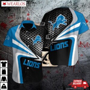 Detroit Lions Geometric Burst Hawaiian Shirt