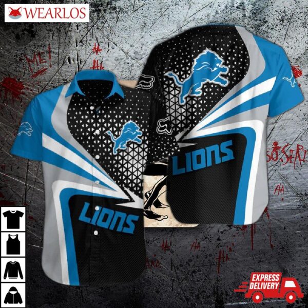 Detroit Lions Geometric Burst Hawaiian Shirt