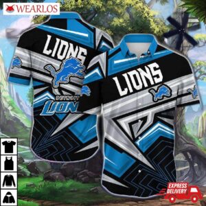 Detroit Lions Geometric Power Hawaiian Shirt