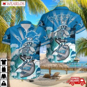 Detroit Lions Grateful Dead Surfer Hawaiian Shirt