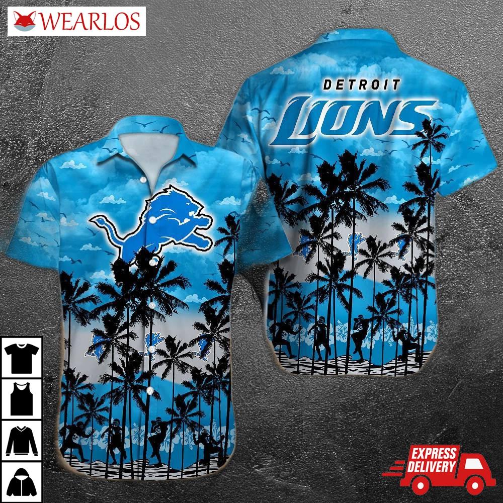 Detroit Lions Island Palms Hawaiian Shirt