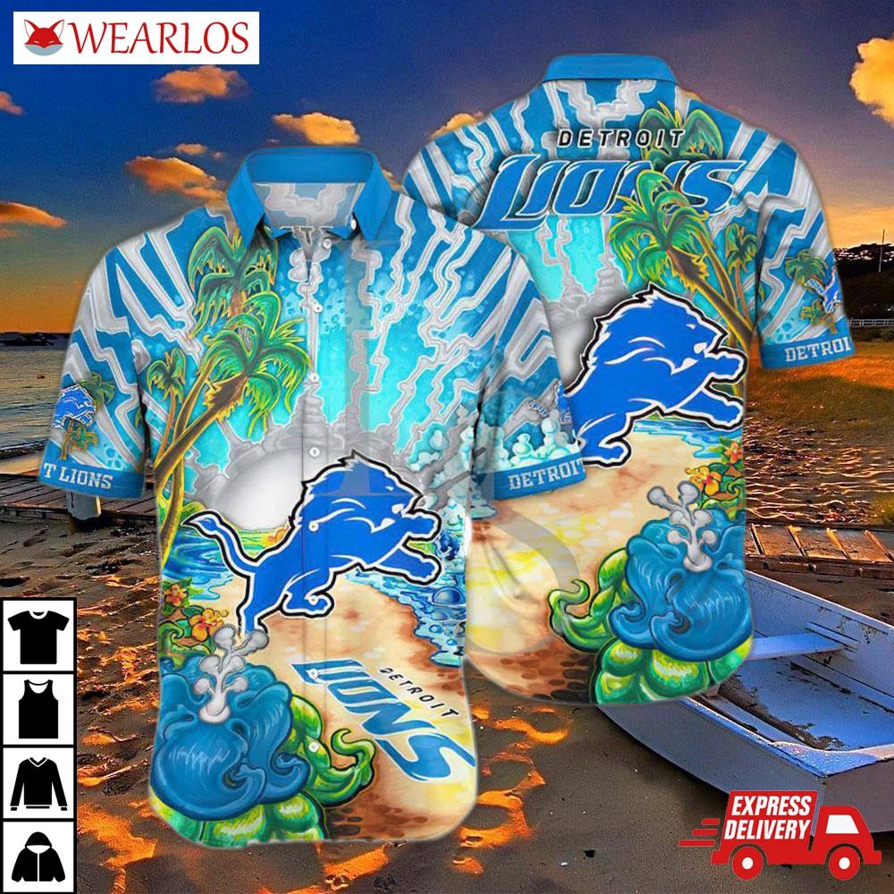 Detroit Lions Ocean Wave Hawaiian Shirt