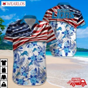 Detroit Lions Stars & Stripes Floral Hawaiian Shirt