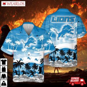 Detroit Lions Sunset Shores Hawaiian Shirt