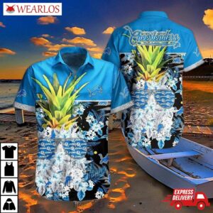 Detroit Lions Tropical Pineapple Burst Hawaiian Shirt