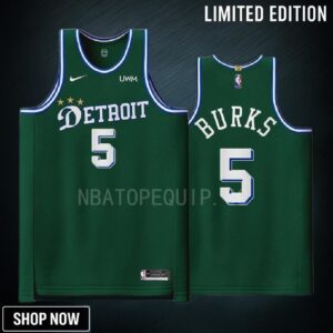 Detroit Pistons 5 Alec Burks Green Men Jersey -23 City Edition