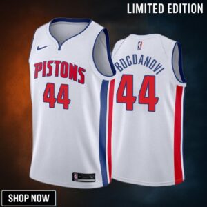 Detroit Pistons Bojan Bogdanovic 44 White Association Edition Jersey -23 Swingman