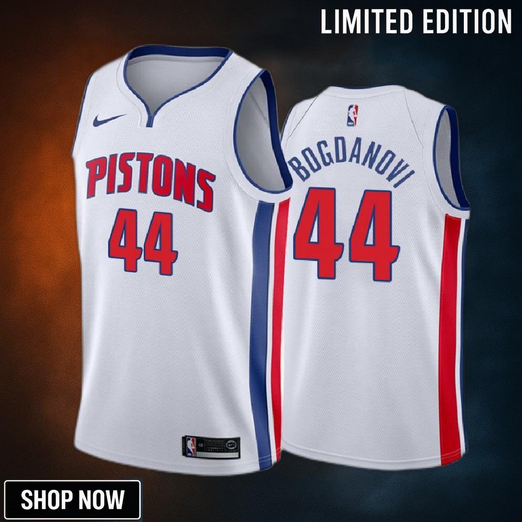 Detroit Pistons Bojan Bogdanovic 44 White Association Edition Jersey -23 Swingman