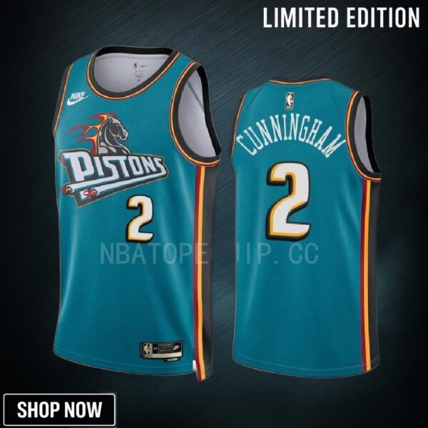 Detroit Pistons Cade Cunningham -23 Classic Edition Teal 2 Jersey Swingman
