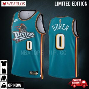Detroit Pistons Jalen Duren -23 Classic Edition Teal 0 Jersey Swingman