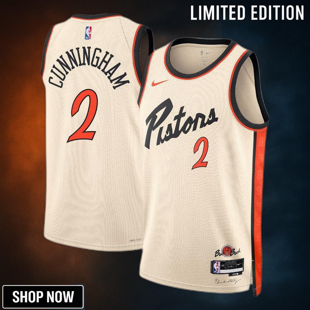 Detroit Pistons Nike City Edition Swingman Jersey - Creme Cade Cunningham Unisex
