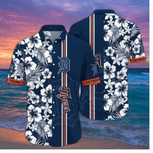 Detroit Tigers Classic Hibiscus Floral Hawaiian Shirt