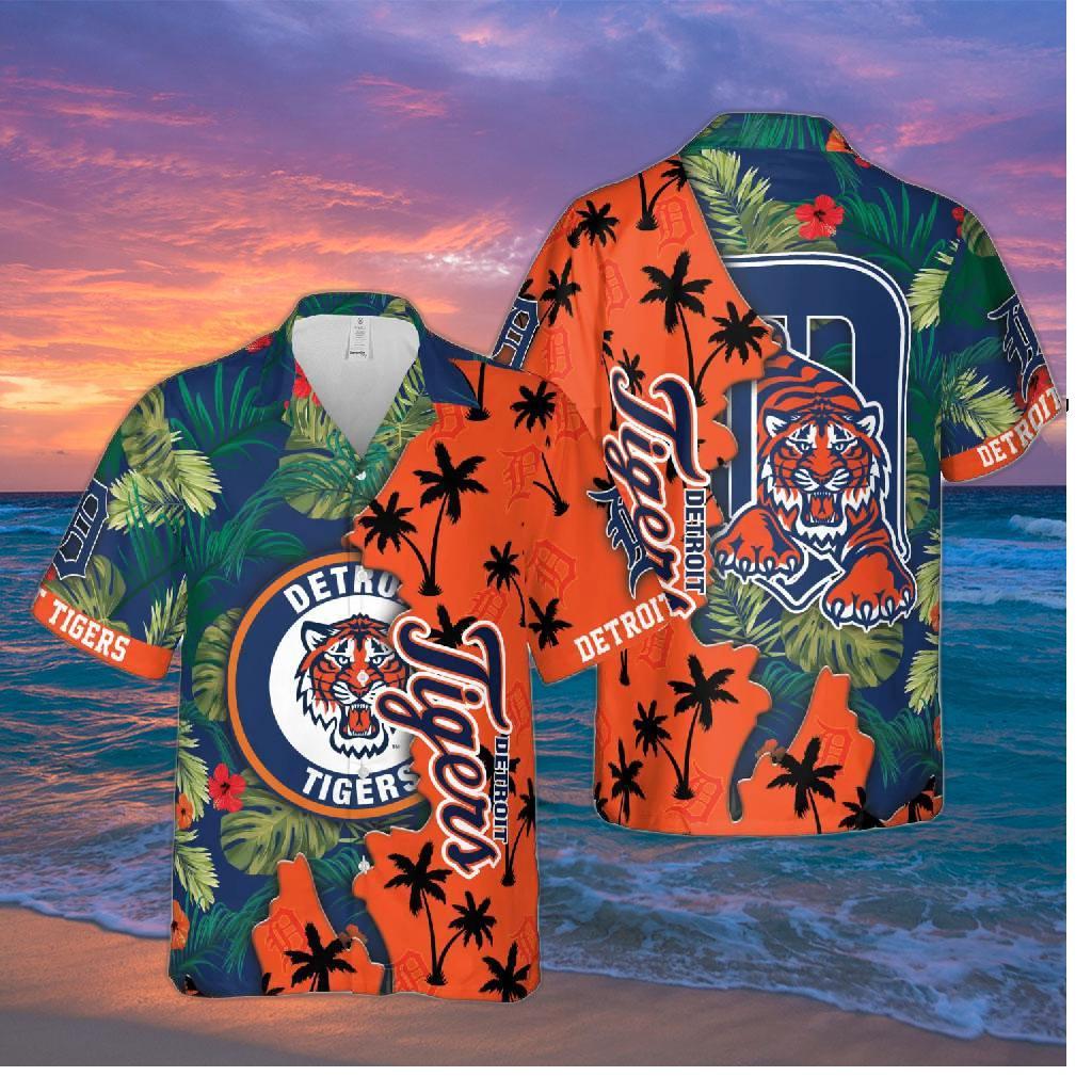 Detroit Tigers Sunset Palms Hawaiian Shirt