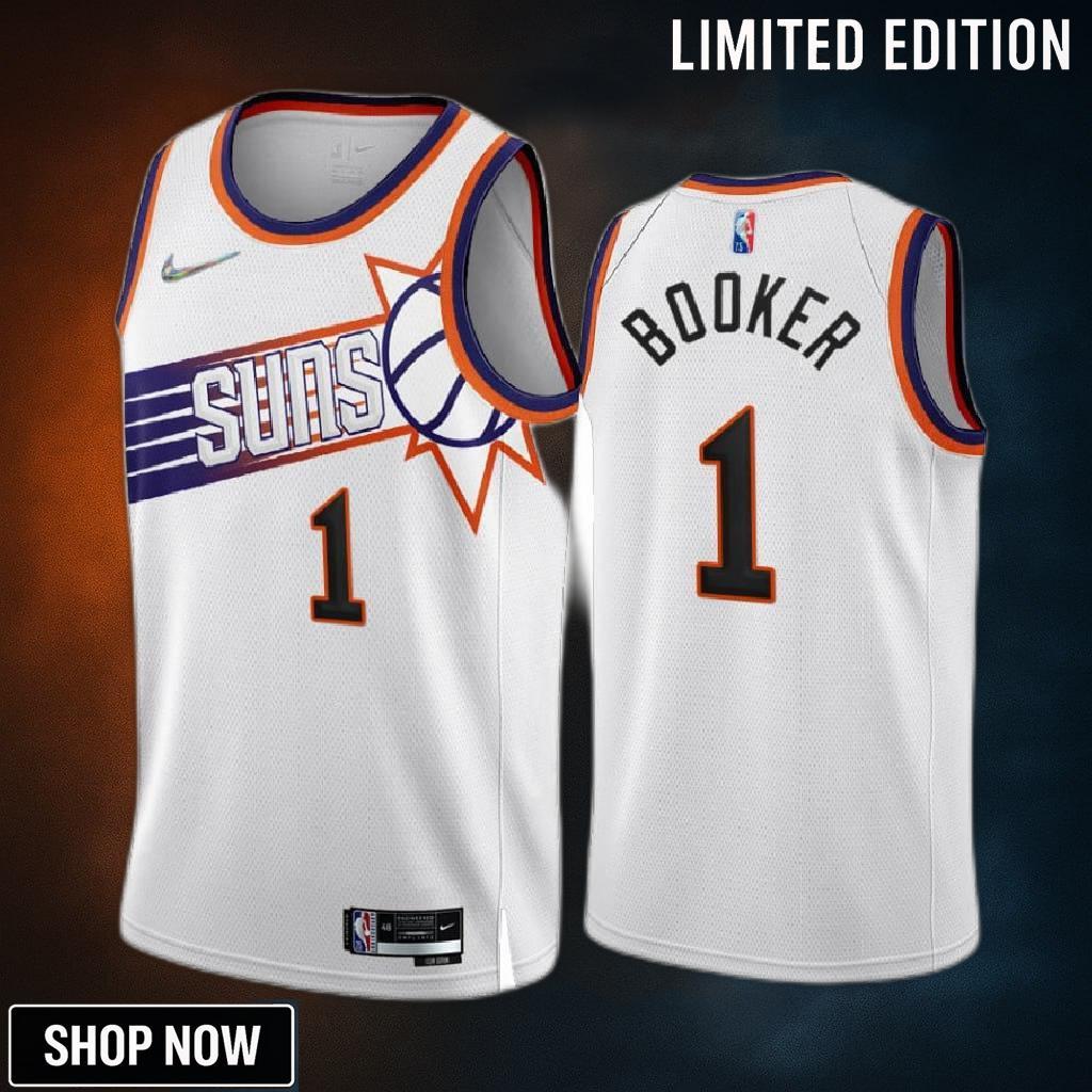 Devin Booker 1 Phoenix Suns -23 White Association Edition Jersey 75th