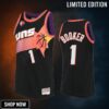 Devin Booker 1 Phoenix Suns 75th Anniversary Logo Black Jersey Throwback