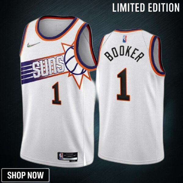 Devin Booker Phoenix Suns -23 White 1 Association Edition Jersey 75th - Men