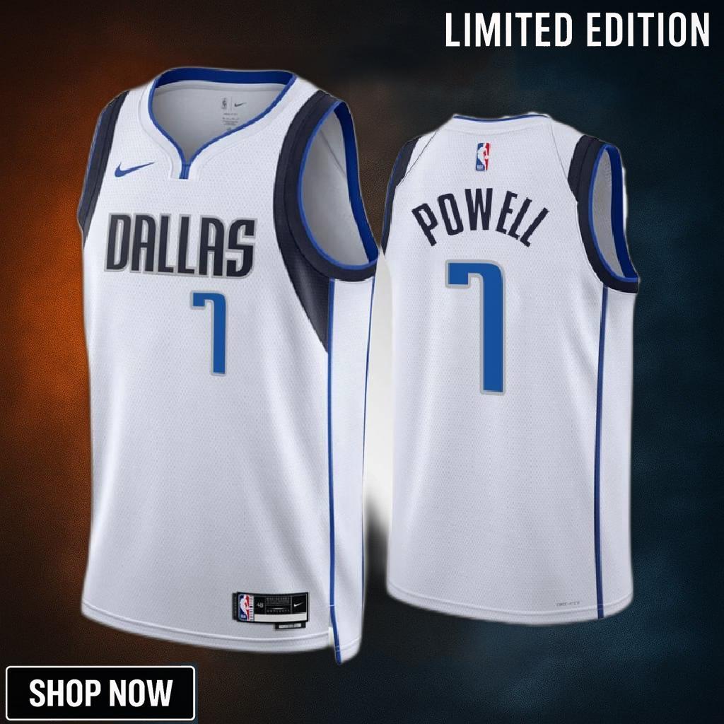 Dwight Powell 7 -23 Dallas Mavericks White Association Edition Jersey Swingman