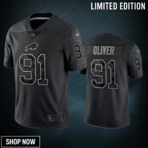 Ed Oliver 91 Buffalo Bills Black Reflective Limited Jersey - Men