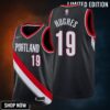 Elijah Hughes 19 Portland Trail Blazers Icon Edition Black Jersey Diamond Badge - Men