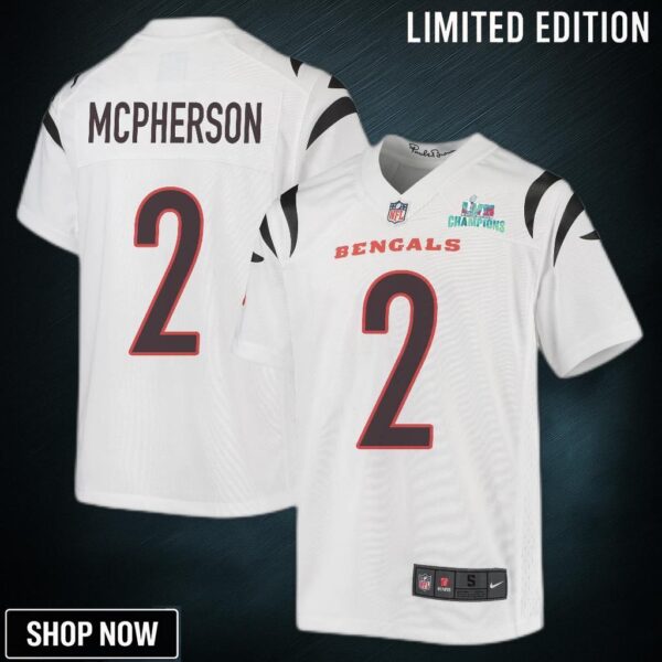 Evan Mcpherson 2 Cincinnati Bengals Super Bowl Lvii Champions Youth Game Jersey - White
