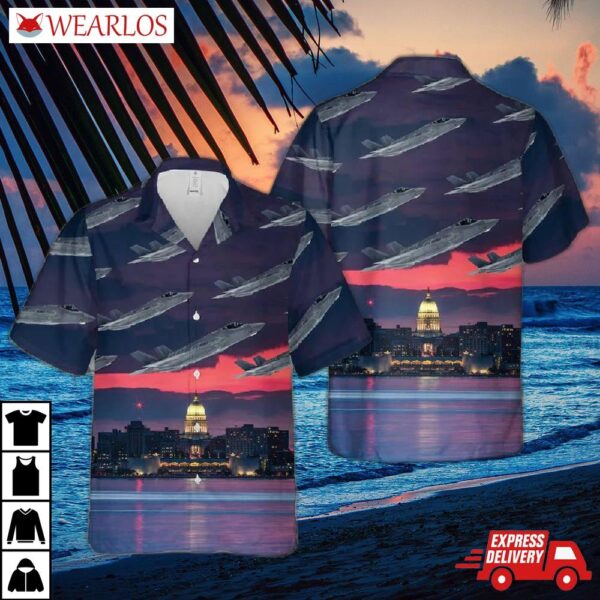 F-35 Lightning Ii Wisconsin Air National Guard Hawaiian Shirt