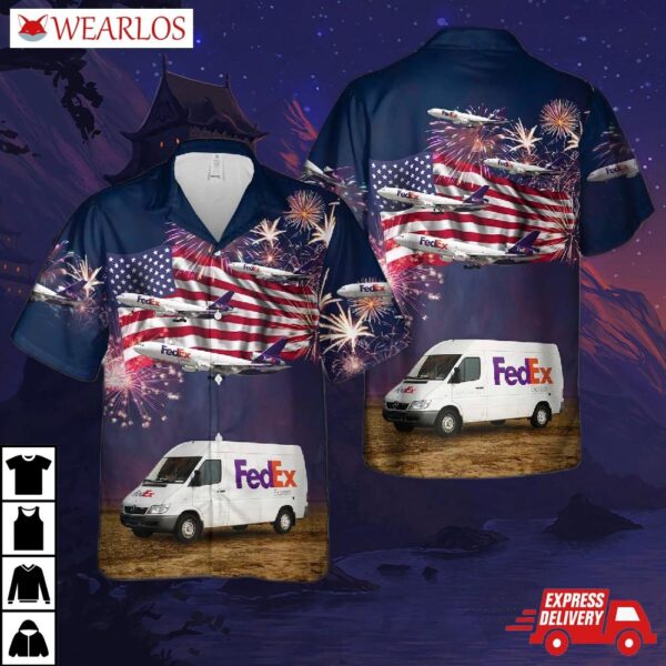 Fedex Express Delivery Van, 4th Of July Hawaiian Shirt
