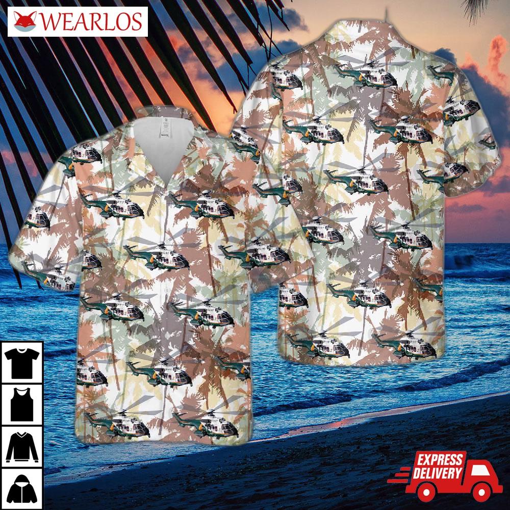 Finnish Border Guard Aerospatiale As 332 Super Puma Oh-hvp Hawaiian Shirt