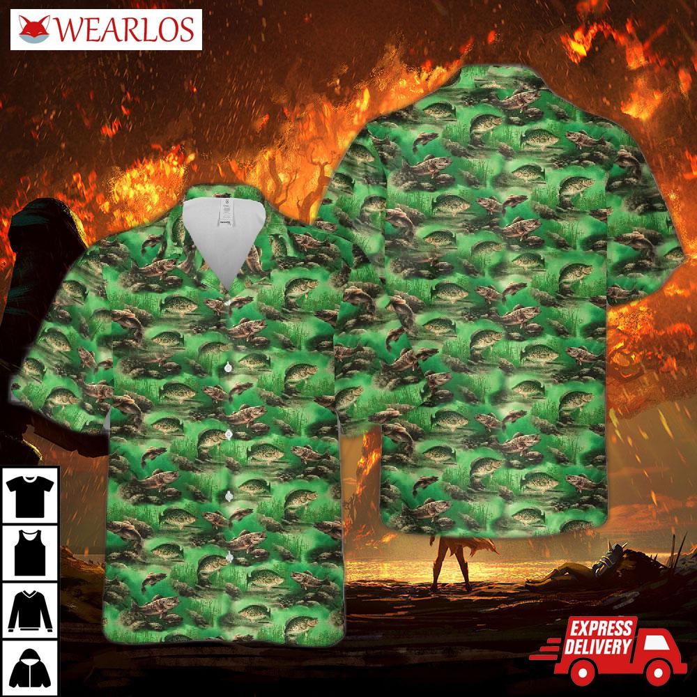 Fishing Fabric Bass Perch Pike Lake Fresh Water Fish Hawaiian Shirt