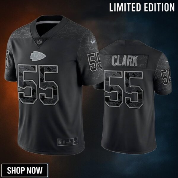Frank Clark 55 Kansas City Chiefs Black Reflective Limited Jersey - Men