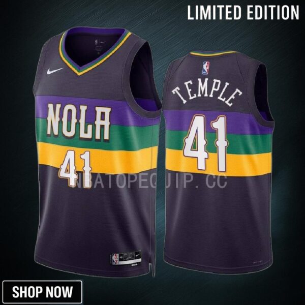 Garrett Temple 41 New Orleans Pelicans Purple Jersey -23 City Edition Swingman