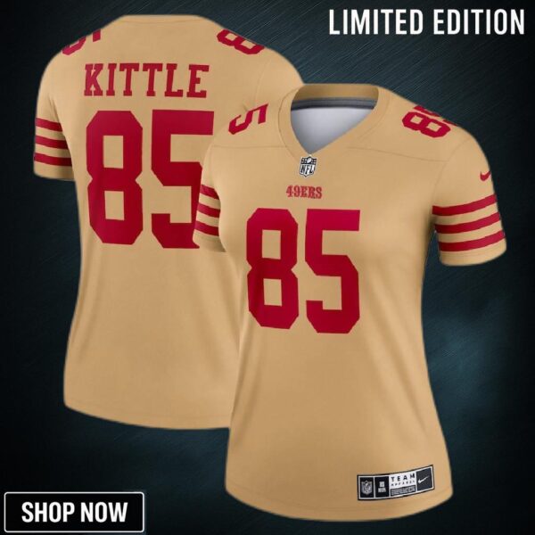 George Kittle 85 San Francisco 49ers Women's Team Inverted Legend Jersey - Gold