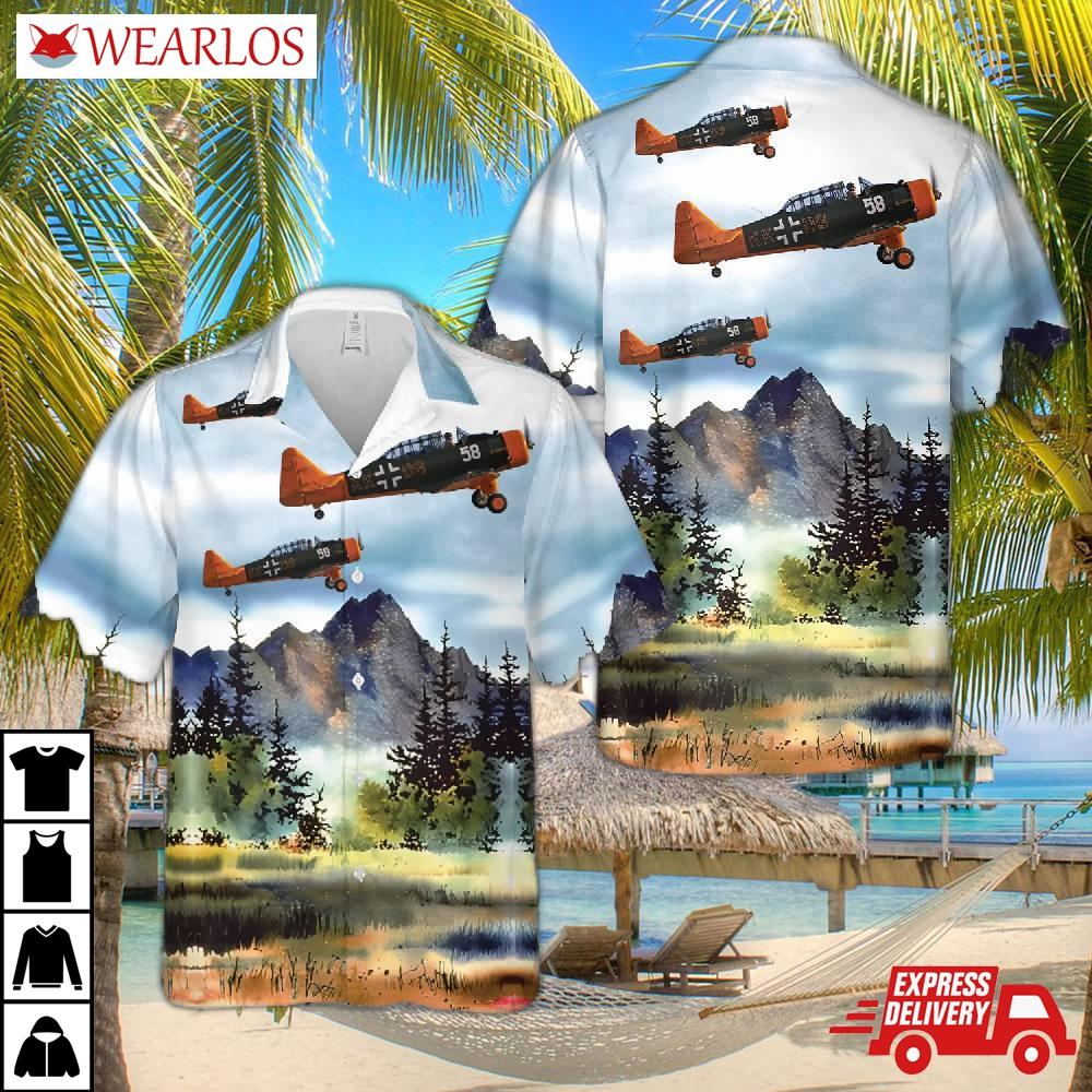 German Air Force/luftwaffe North American Aviation Na-64 In Wwii Hawaiian Shirt