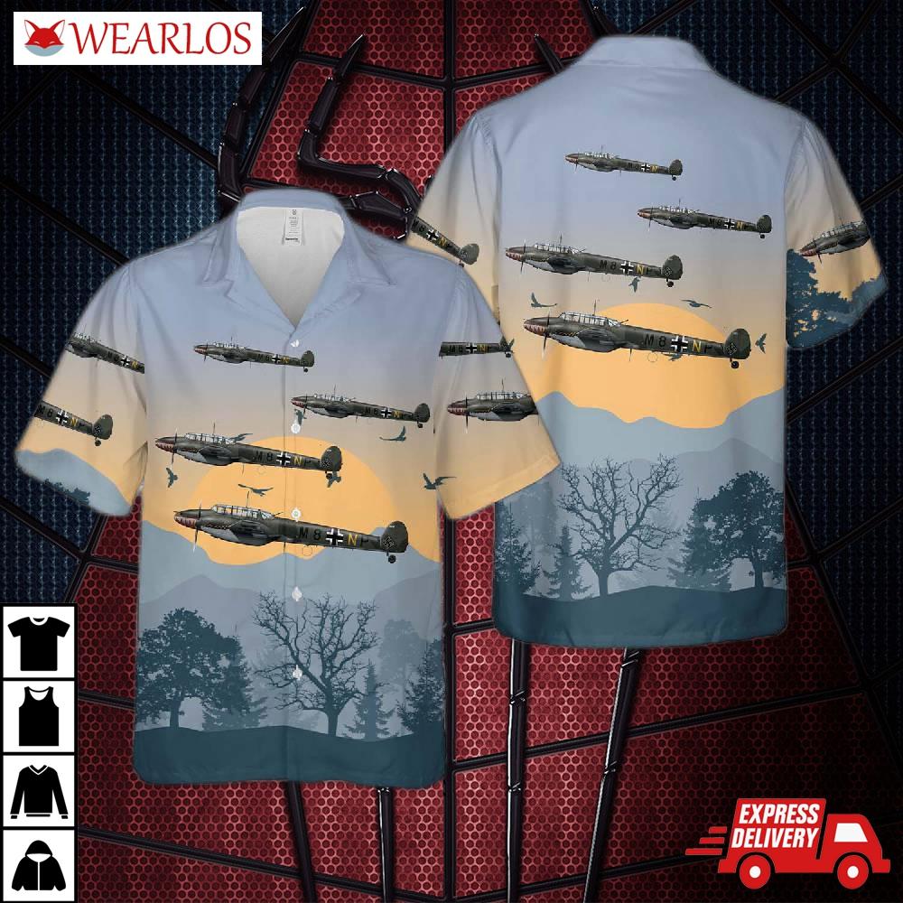German Battle Of Britain Messerschmitt Bf 110c M8+np, 6./zg 76 Hawaiian Shirt
