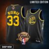Golden State Warriors 33 James Wiseman Finals Black Jersey Diamond Badge