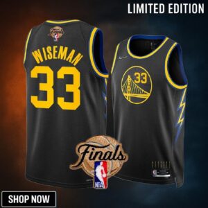 Golden State Warriors 33 James Wiseman Finals Black Jersey Diamond Badge