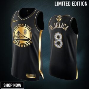 Golden State Warriors 8 Nemanja Bjelica Western Conference Champion Black Jersey Gold Diamond