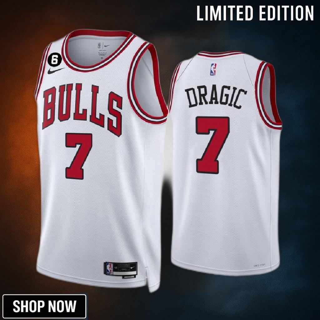 Goran Dragic 7 Chicago Bulls White Men Jersey -23 Association Edition No.6 Patch