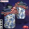 Green Bay Packers American Flag Stripes Floral Hawaiian Shirt