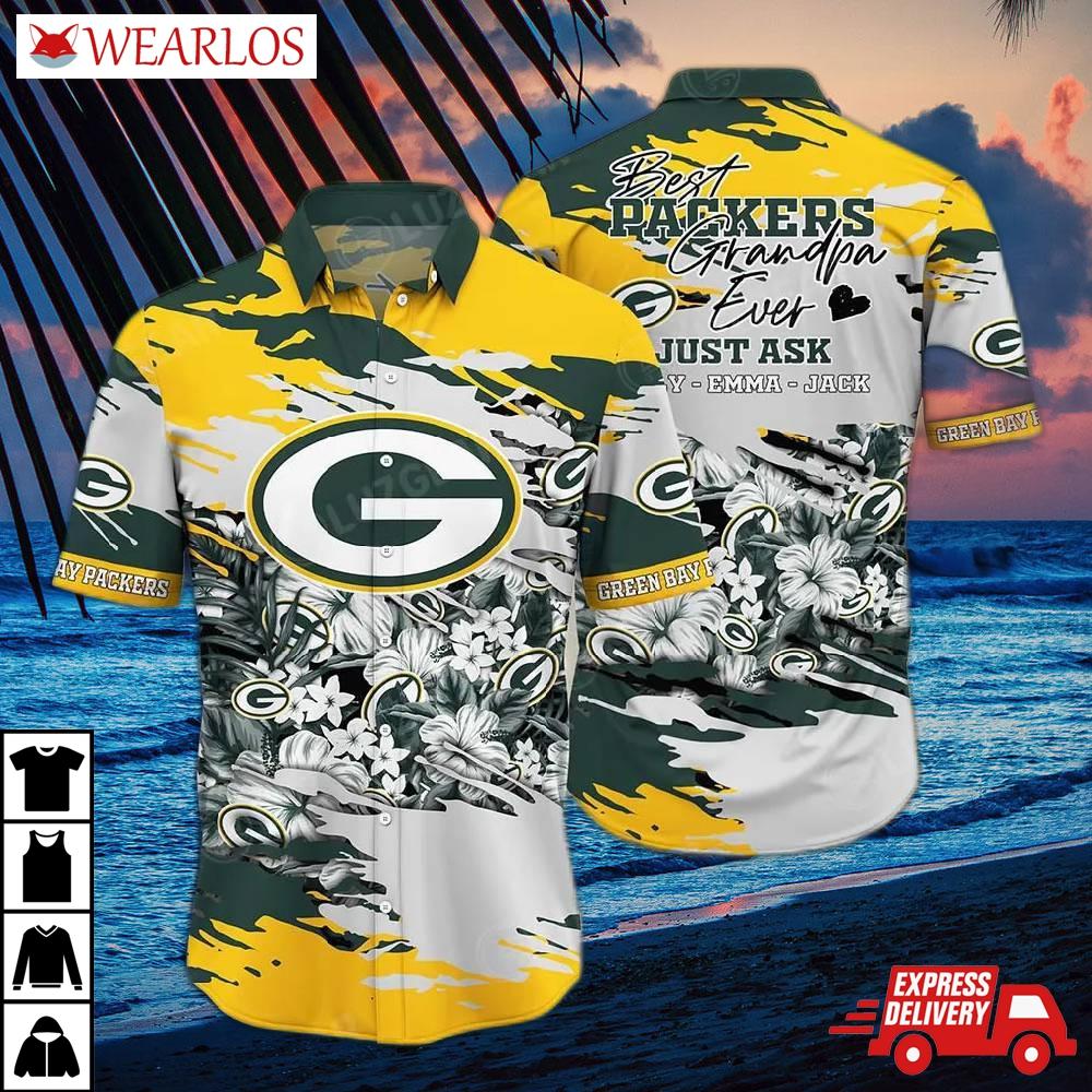 Green Bay Packers Best Grandpa Floral Hawaiian Shirt