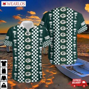 Green Bay Packers Checkered Palms Hawaiian Shirt