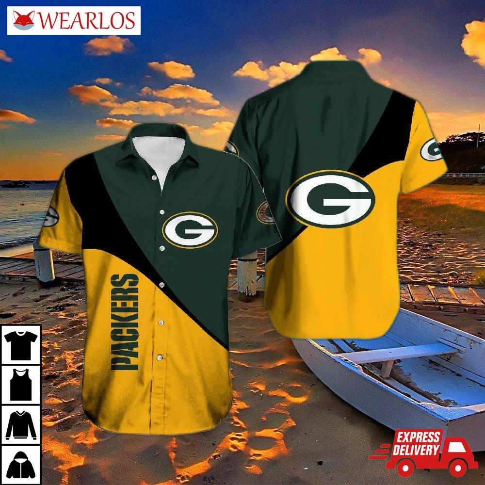Green Bay Packers Diagonal Power Hawaiian Shirt